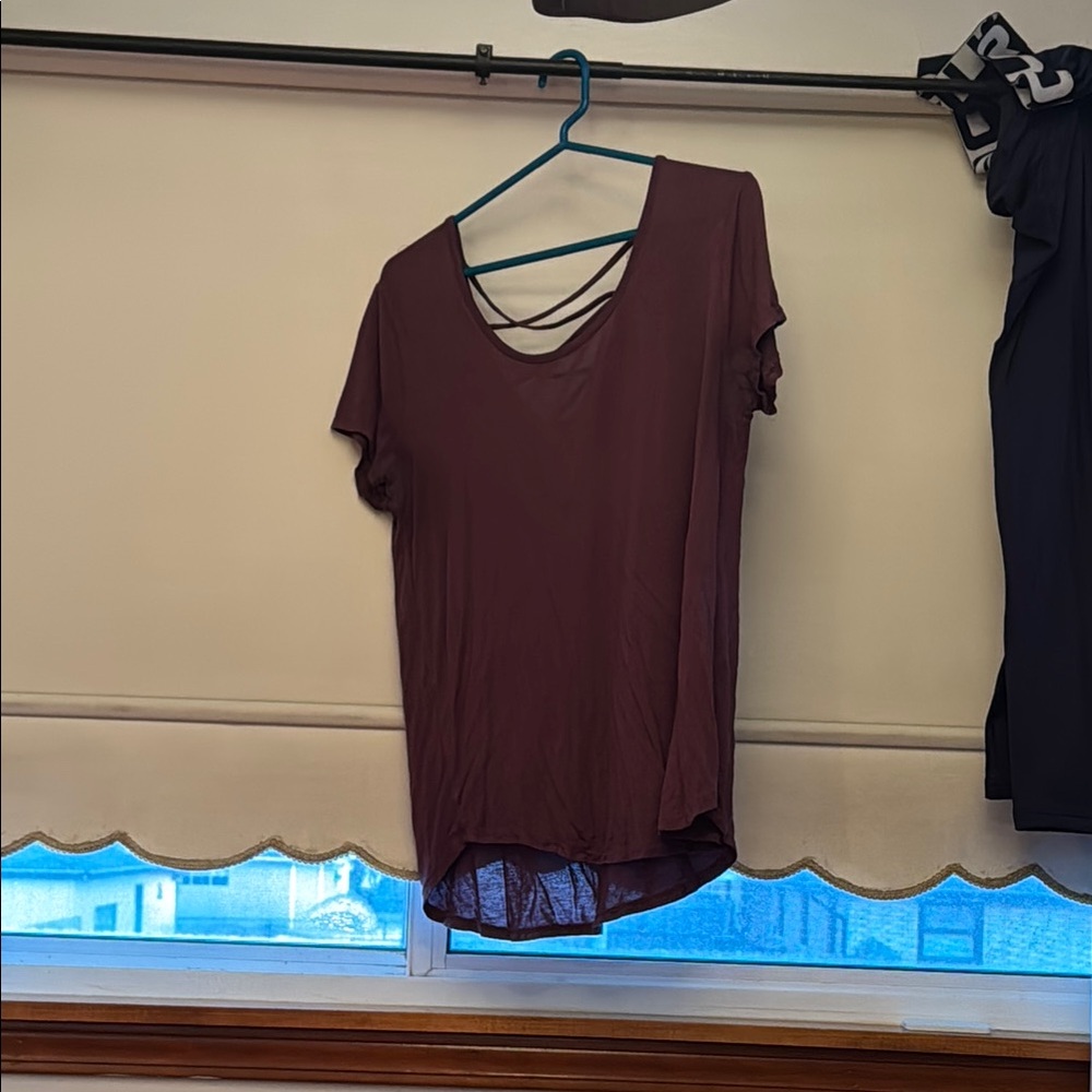 Chic Burgundy Top with Crisscross Detail